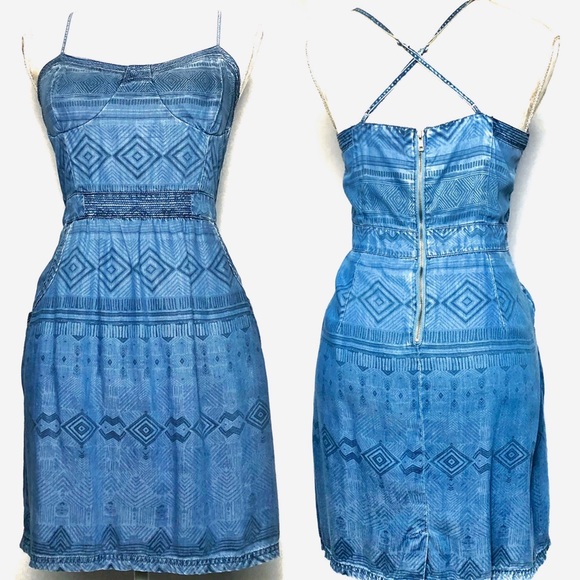 American Eagle Outfitters Dresses & Skirts - AMERICAN EAGLE TRIBAL EMBOSSED CHAMBRAY MINI DRESS